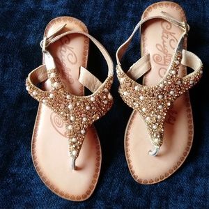 Naughty monkey Emblished T-strap Sandals sz7